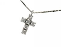 Pendente Mirco Visconti Donna Girocollo croce in Oro bianco Diamante 0.22 Ct LF289/20 - LF289/20